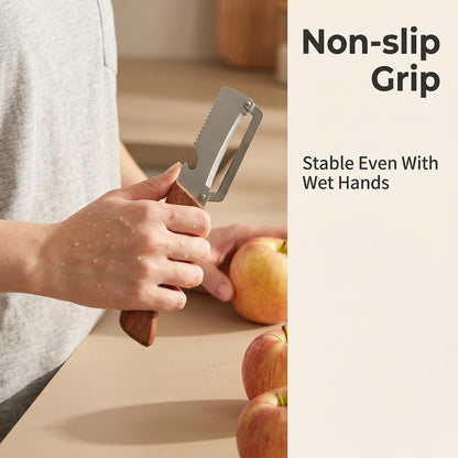 Multi-functional Vegetable Peeler, Natural Wooden Handle with Bottle Opener, Premium Stainless Steel Peeler, Kitchen Tool for Fruits & Vegetables