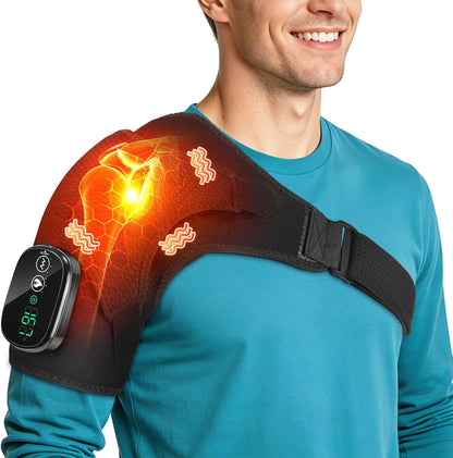 Cordless Shoulder Heating Pad with Massage, Heated Shoulder Wrap Massager for Deep Tissue Pain Relief, Frozen Shoulder & Rotator Cuff Heating Pad with Adjustable Heat and Vibration