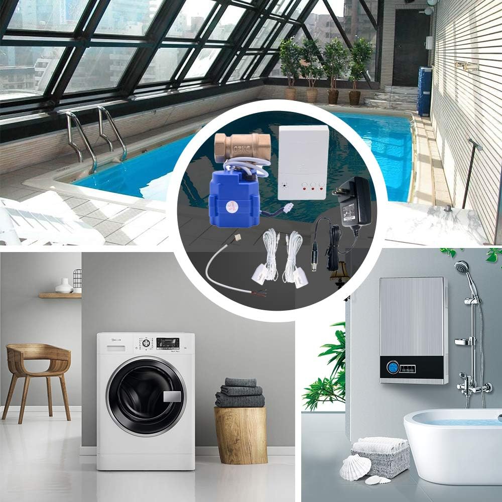 E-SDS Automatic Water Leak Detector with Shutoff Valve, Sounds Alarm | Water Leak Shut Off Valve System for Pipes 3/4 NPT, Flood Prevention for Laundry,Water Heaters and More