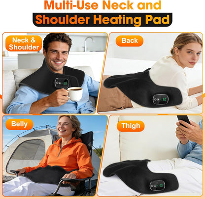 Cordless Neck and Shoulder Heating Pad, Weighted Rechargeable Heat Neck and Shoulder Wrap, Cordless Neck Heating Pad Built in 8.4V 4000mAh Battery