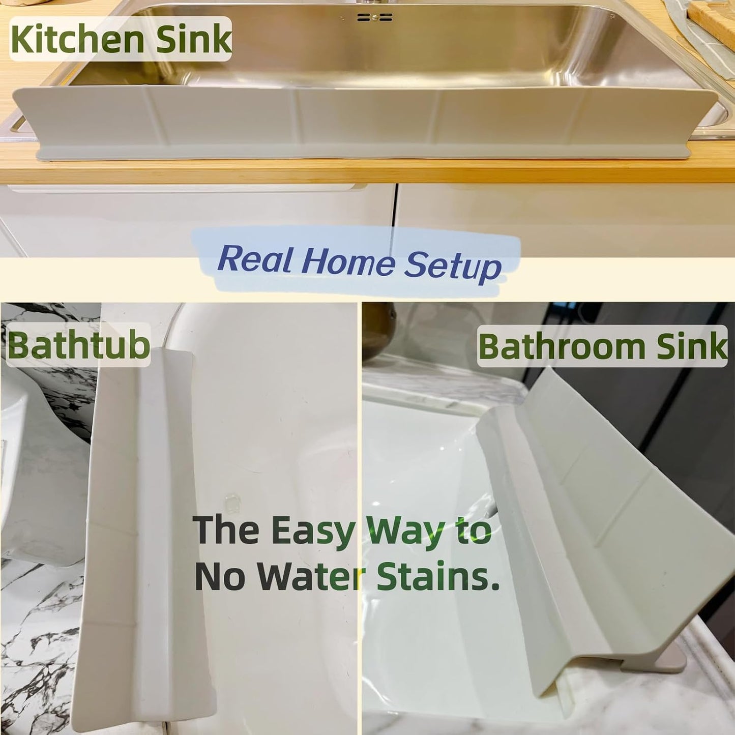 Sink Splash Guard for Kitchen, Splatter Screen & Silicone Water Guard with High Wall, Sink Edge Protector and Backsplash Guard, Easy to Install and Clean for Faucet and Countertop Area(Cream, 23")