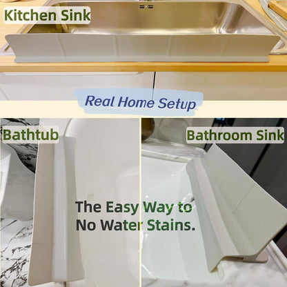 Sink Splash Guard for Kitchen, Splatter Screen & Silicone Water Guard with High Wall, Sink Edge Protector and Backsplash Guard, Easy to Install and Clean for Faucet and Countertop Area(Cream, 23")