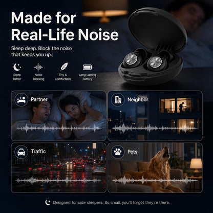 HEKKE 45dB Ear Plugs for Sleeping, Soft Silicone for Side Sleepers, 4 Sizes | Reusable soft silicone with XS/S/M/L sizes for side sleepers, concerts, flights and hotels; carrying case included.