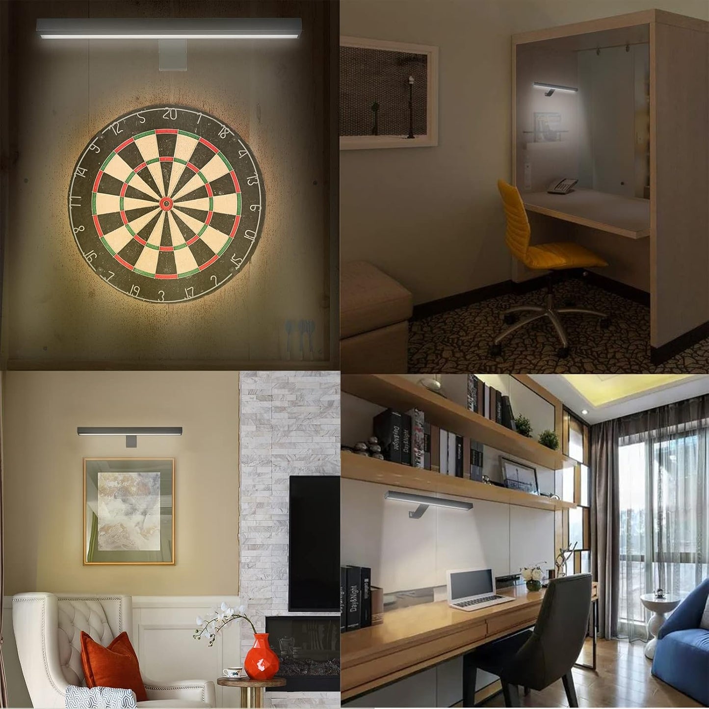 MIOBLUE Rechargeable Picture Lights with Remote,Full Metal Painting Light Display LED Battery Lamp with 3 Lighting Modes, Dimmable Dartboard Light with Timer for Frame Portrait Art