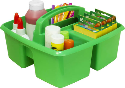 Storex 2-Compartment Large Cleaning Caddy – Multipurpose Supply Organizer with Handle - Black, 1-Pack (00973A06C)