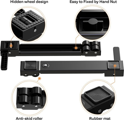 Appliance Rollers Heavy Duty,Newest Extendable Appliance Sliders,Liftable Washing Machine Base,Easily Move Washer and Dryer Machines,Refrigerators,Furniture-Black