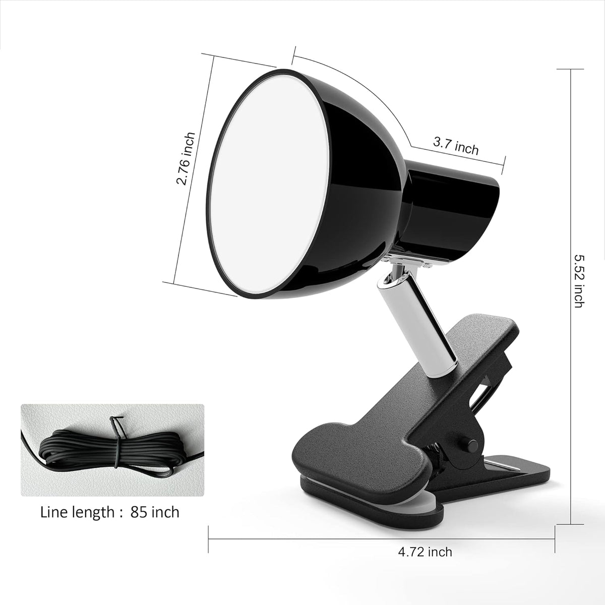 deeloop Clip On Light, 400LM Reading Lamp, Flexible Clamp Light, Black