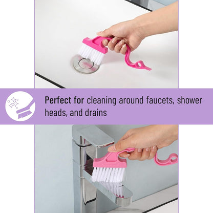 Slick- Window Track Cleaning Brush, 2 Pack, Yellow/Purple Ergonomic Handle, Built-in Scraper, Multipurpose, Window Track Cleaning Tools