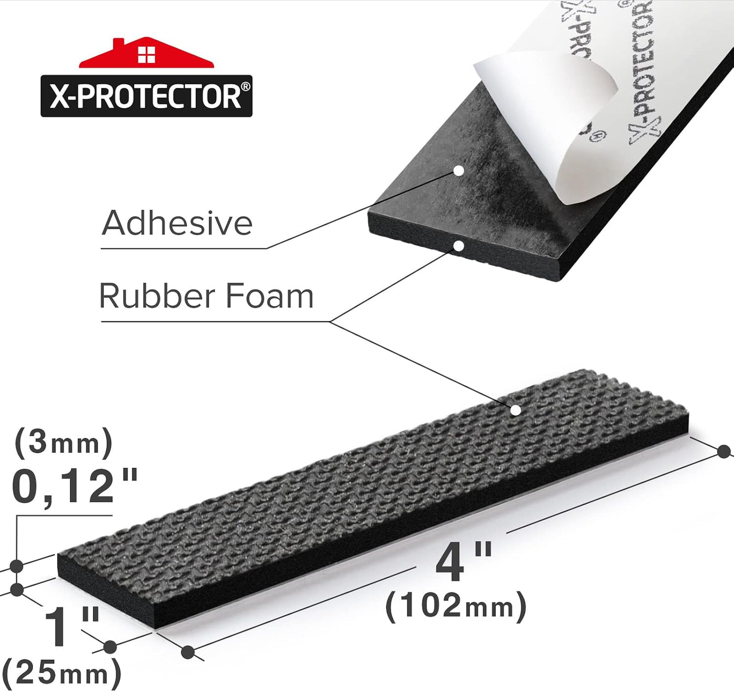 X-Protector Rubber Strip - 8 PC Non Slip Pads - Black Universal Grip Strips | Self-Adhesive Rubber Sticky Pads - Premium Feet for Keyboard, Appliances - Featuring an Amazing Super Sticky Gripping Pad