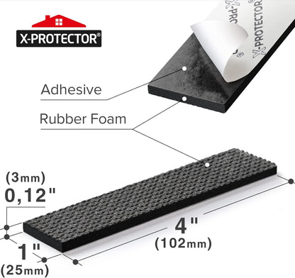 X-Protector Rubber Strip - 8 PC Non Slip Pads - Black Universal Grip Strips | Self-Adhesive Rubber Sticky Pads - Premium Feet for Keyboard, Appliances - Featuring an Amazing Super Sticky Gripping Pad