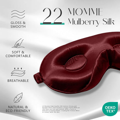 ZIMASILK Adjustable 3D 22 Momme 100% Mulberry Silk Sleep Mask | Upgraded Eye Mask for Sleeping - Soft & Breathable Blindfold - Blackout for Deep Sleeping (Pink)