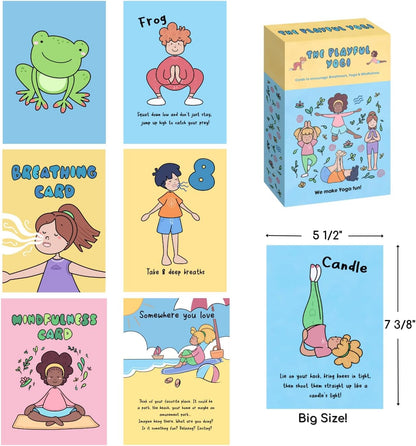 Kids Yoga Card Deck - 55 Large Format Cards for Movement, Mindfulness & Breathing - Perfect for Teachers, Therapists, Families & More - Includes 5 Yoga Games to Play Solo or in a Group - Ages 3-103