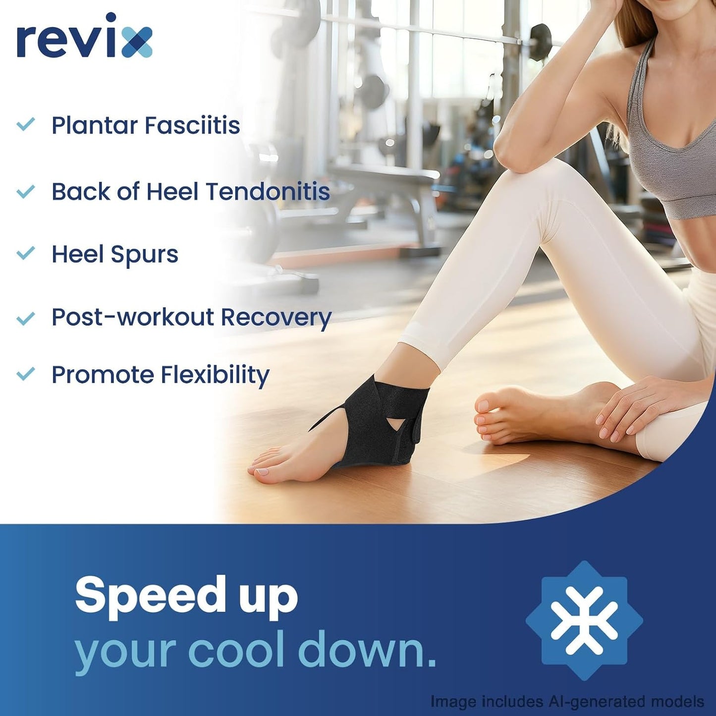REVIX Heel Ice Pack Wrap for Plantar Fasciitis & Achilles Tendonitis, Gel | Full-heel Coverage for Men & Women, Hot or Cold Relief for Heel Spurs & Foot Discomfort, Adjustable, Reusable (Not for Ankle)