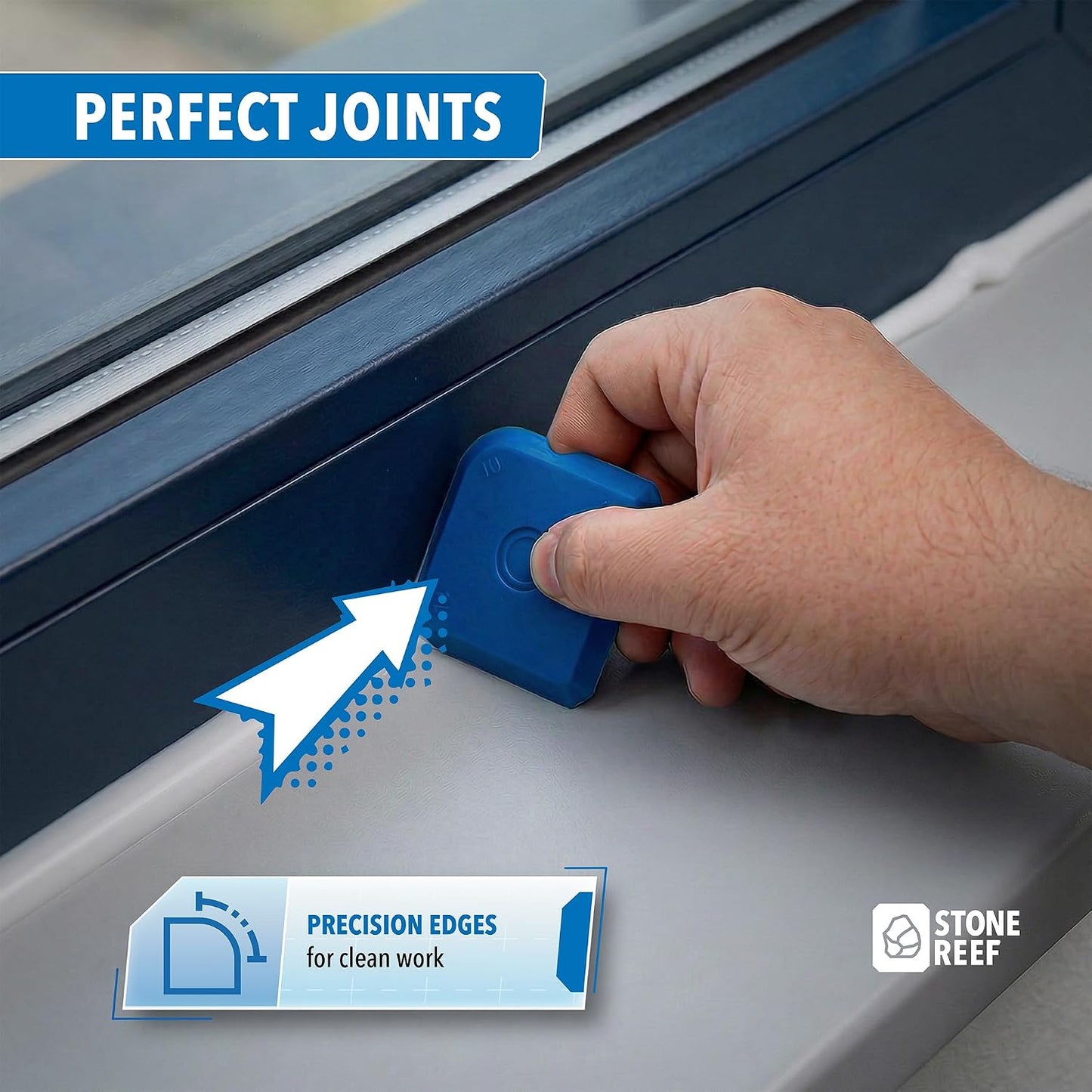 STONE REEF Silicone Caulking Tool Set – 5-in-1 Sealant Finishing Tool Kit | Caulk Remover, Grout Scraper & Applicator for Bathroom, Kitchen, Window, Sink, Tile & Joint | Professional Silicone Tools