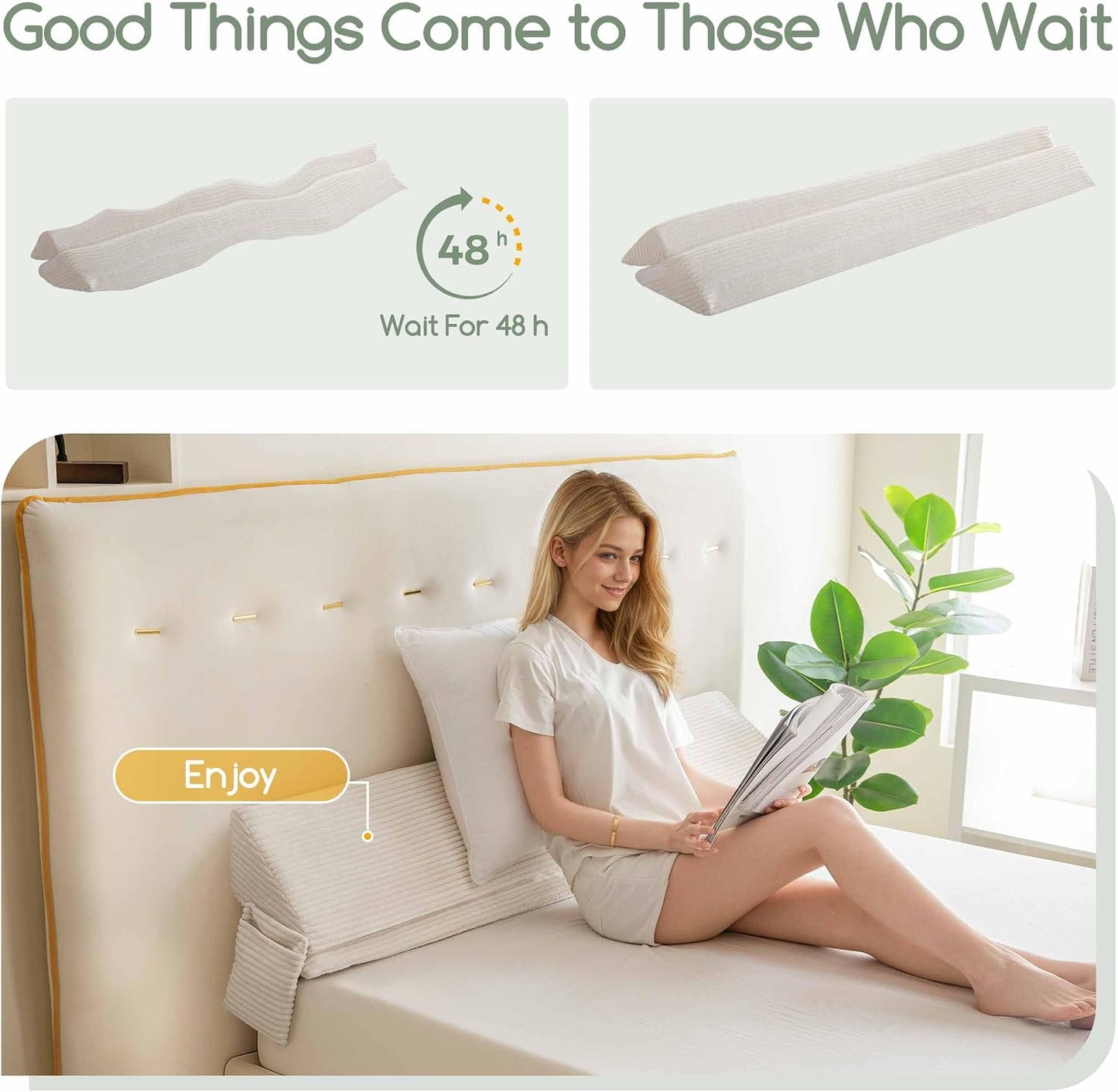 HIGOGOGO Queen Size Wedge Pillow for Headboard Gap - Multi Functional Mattress Wedge Bed Gap Filler Close The Gap (0-7") Between Your Mattress and Headboard or Wall (Grey 60"x11"x9")