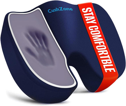 CushZone Seat Cushion Memory Foam Chair Pad for Office & Car, Black