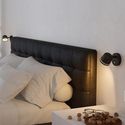 Aisilan LED Plug in Wall Sconce with Touch Dimmable Control Adjustable Wall Mounted Lamp Angle Anti-Glare Matte White Aluminum Bedside Reading Wall Lights for Bedroom Living Room
