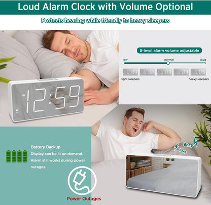 Peakeep Digital Alarm Clock for Bedroom Bedside, Large Display, USB Charger