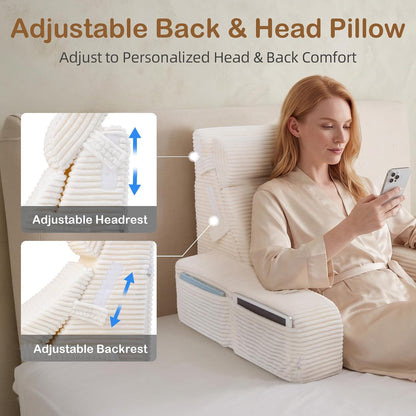 Vekkia 21" Reading Pillow for Adults with Armrests and Adjustable Backrest