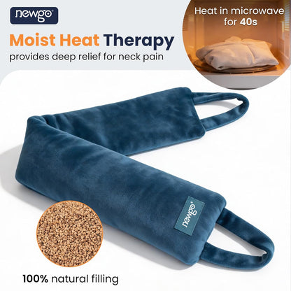 NEWGO Neck Warmer Microwavable - Heating Pad for Neck and Shoulders with Straps - Reusable Moist Heated Pad for Pain Relief- Hot Compress