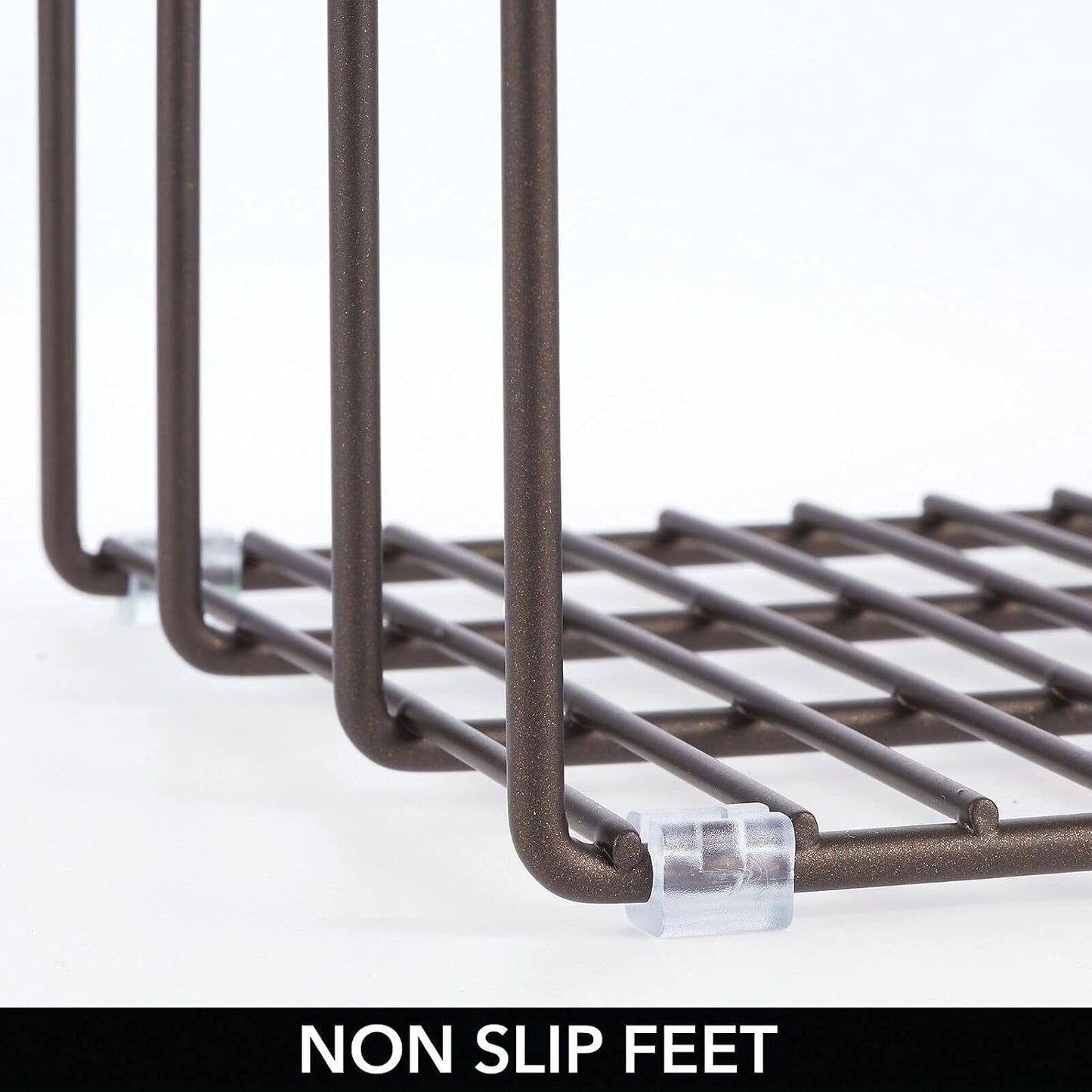 mDesign 3 Slot Tray and Pan Rack — Metal Wire Rack for Pantry and Kitchen Storage — Freestanding Pan Lid Holder Also for Baking Trays and Crockery – Silver
