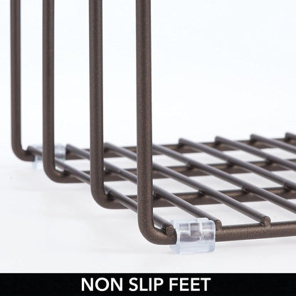 mDesign 3 Slot Tray and Pan Rack — Metal Wire Rack for Pantry and Kitchen Storage — Freestanding Pan Lid Holder Also for Baking Trays and Crockery – Silver