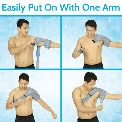 Arctic Flex Shoulder Ice Pack Brace - Rotator Cuff Cold Gel Wrap Therapy | Heat or Cooling Support Immobilizer with Compression Stability for Tendonitis, Dislocated Joint, Left & Right Arm Pain Relief
