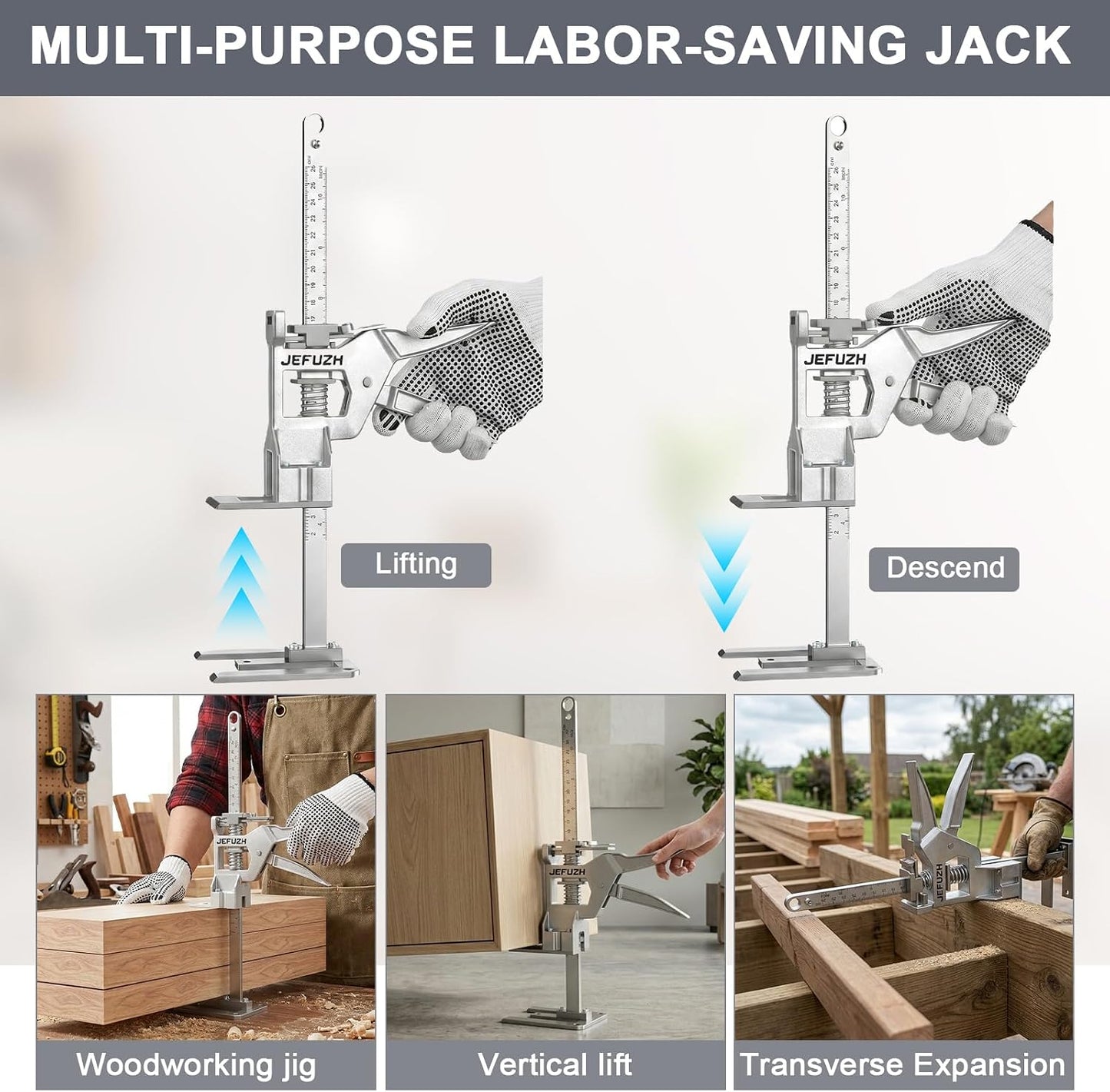 Labor Saving Arm Jack 2 Pack, Load-Bearing 440 lb Multi-Function Height Adjustment Lifting Device, Hand Furniture Lifter Tool, Furniture Jack for Lifting Door Furniture, Wall Tile Positioning