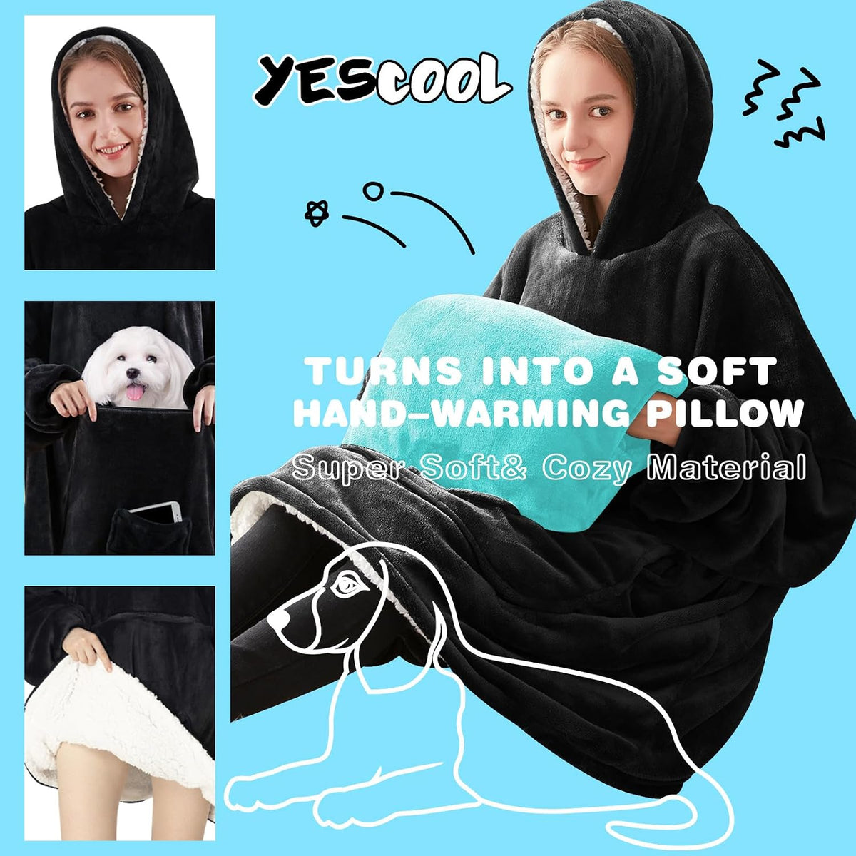 yescool Wearable Blanket Hoodie as Christmas Birthday Gifts for Women Mom - Colors B