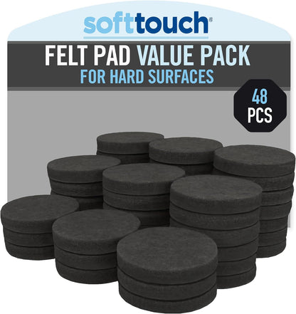 SoftTouch 1.5" Round Reusable Felt Furniture Sliders for Hard Surfaces, Noise-Reducing Adhesive Furniture Moving Pads for Beds, Sofas, Dressers, Set of 24, Beige