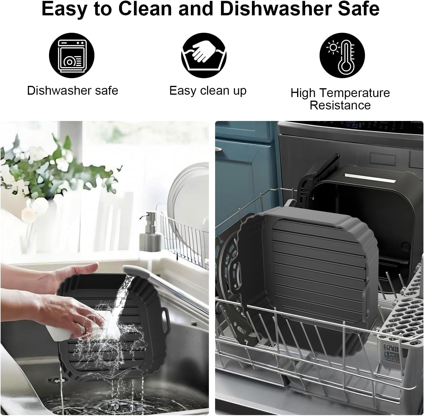 Silicone Air Fryer Liners 2 Pack, Reusable Liners Compatible for Ninja Foodi DZ201, DZ401, DZ550, COSORI, Chefman, Instant Air Fryer, and 6-in-1 8-10QT Air Fryer Baskets