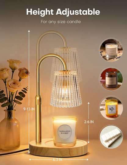 Candle Warmer Lamp with Timer Dimmer, Home Bedroom Decor Gifts for Women | Adjustable Height, Electric Wax Melts Warmer for Jar Candles, Birthday Christmas House Warming Gifts with 2 Bulbs