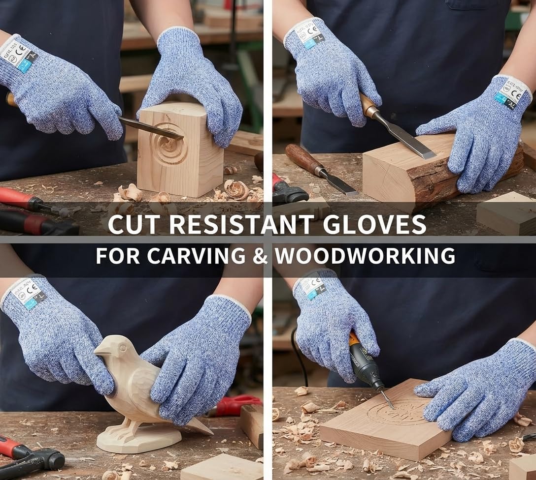 A5 Cut Resistant Gloves, Level 5 Protection, Safety Work Gloves for Kitchen Cutting, Oyster Shucking, Wood Carving, Meat Cutting, Fish Handling, Pink, XL