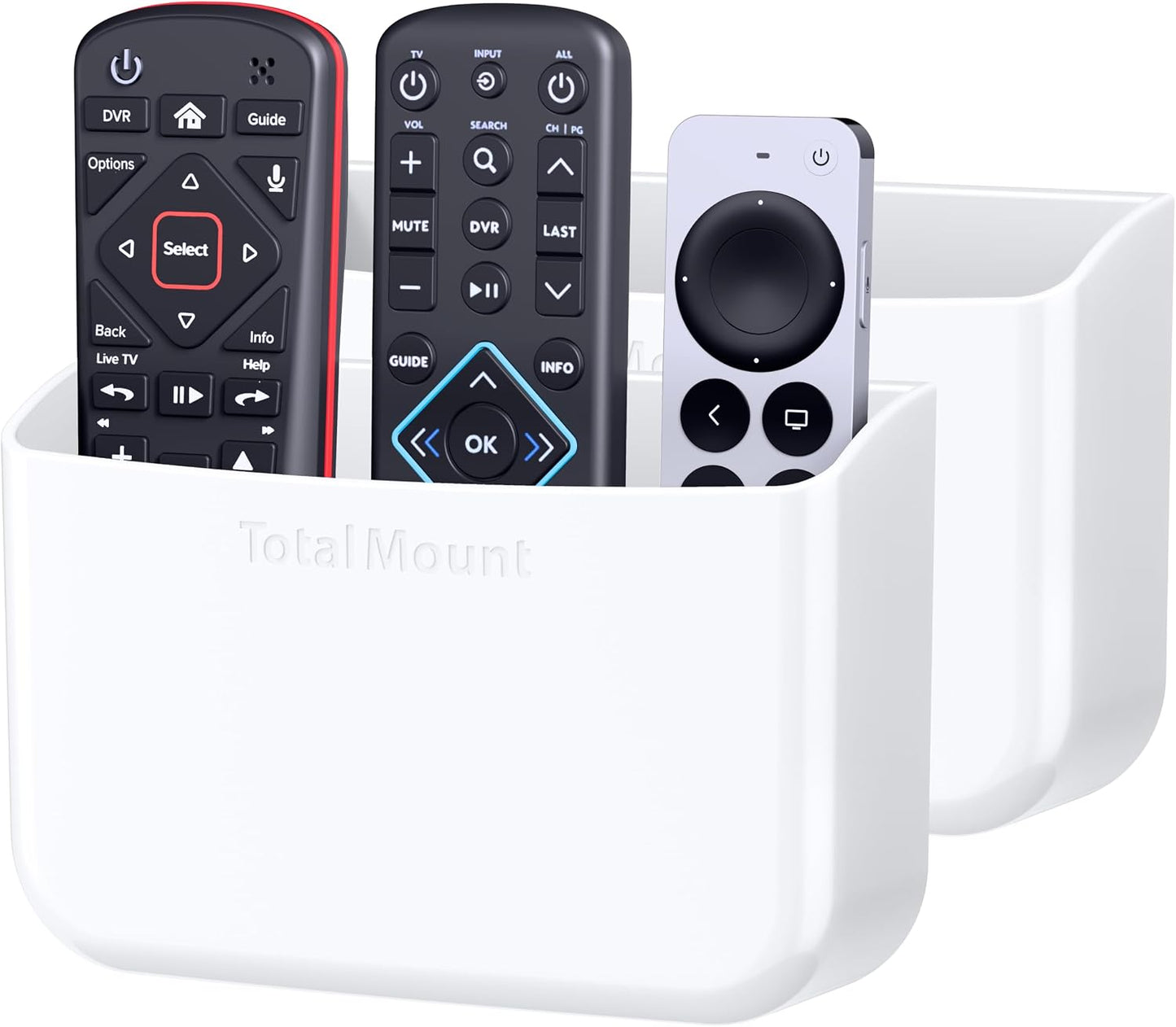 TotalMount Drop-Free Remote Holder – Removable Adhesive Strips – Black | Designed in the USA – Simply Put the Remotes In – No Tricky Magnet Alignment Needed (Holds 2 or 3 Remote Controls)