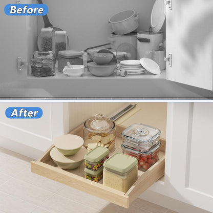 LOVMOR Single Pull Out Cabinet Organizer 28½”W x 21”D, Soft Close Slide Out Drawer Storage Shelves for Kitchen, Wood Cabinet Shelf Pull-Out Organizer Storage for Base Cabinets