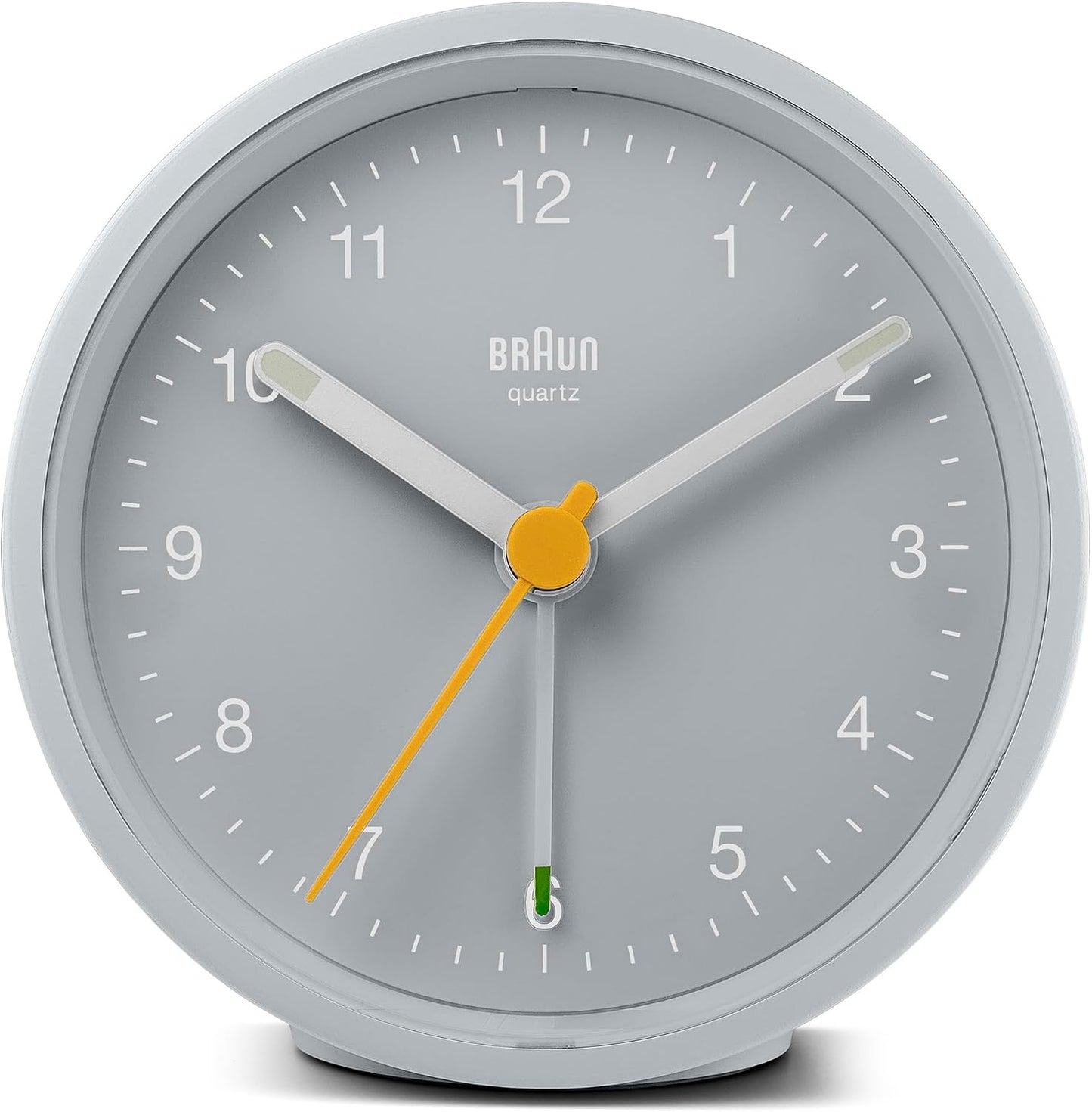 Braun Classic Analogue Alarm Clock with Snooze and Light, Quiet Quartz Movement, Crescendo Beep Alarm in White, Model BC12W.