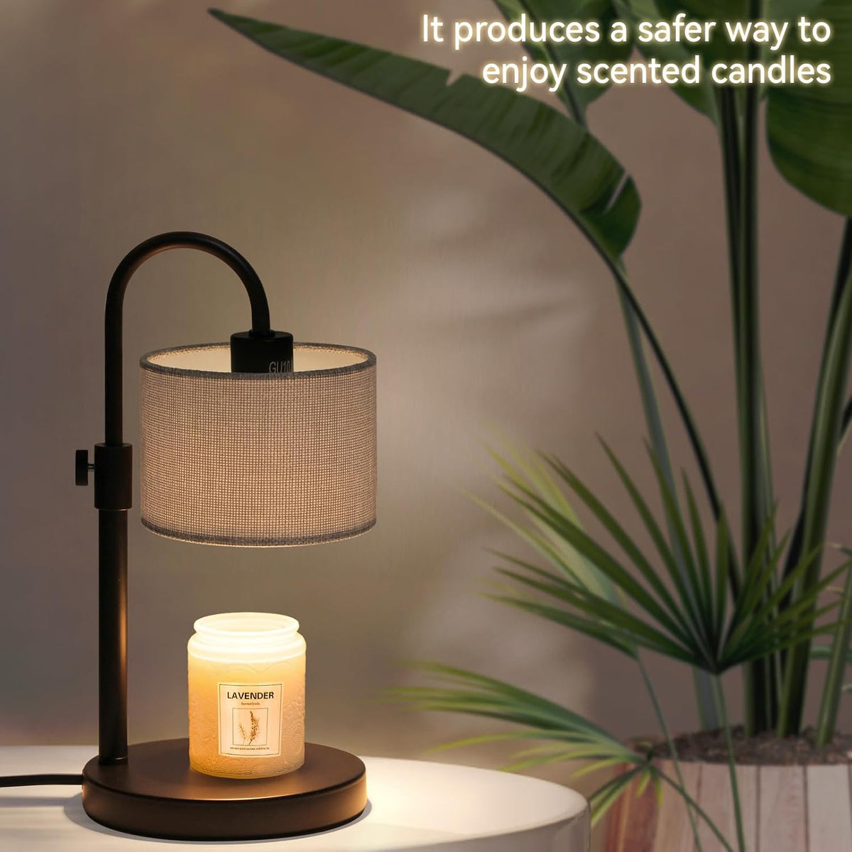 FINCMY Candle Warmer Lamp with Timer, Adjustable Height Candle Wax Warmer Candle Lamp Warmer for Jar Candles, Home Decor House Warming Gifts Compatible with Various Candles (Linen)