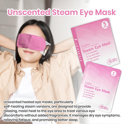 LANNA Heated Steam Eye Mask, Disposable 120 Minutes, Lavender Scent, 5 Pcs