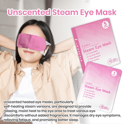 LANNA Heated Steam Eye Mask, Disposable 120 Minutes, Lavender Scent, 5 Pcs | Great for Sleep & Spa Relaxation, Self Heating Warm Compress for Dry & Puffy Eyes Long Lasting Heated Eye Mask for Stye Eyes