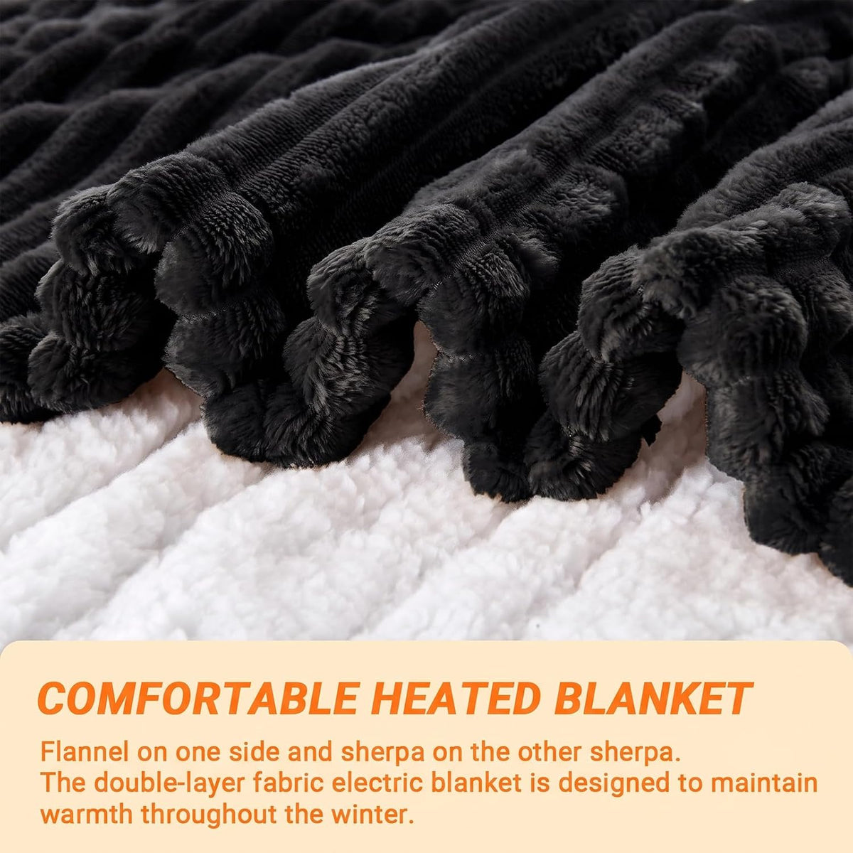 Heated Blanket Electric Throw, Soft Flannel Heating Blanket with 8 Hours Auto Off 10 Fast Heating Levels Machine Washable Sherpa Heated Blanket with Overheating Protection