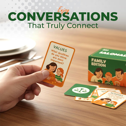 Conversation Cards for Family & Friends - 200 Prompts, 6 Categories, Perfect for Daily Table Talk, Screen-Free Fun, Holiday, Birthday & Housewarming Gift (Family)