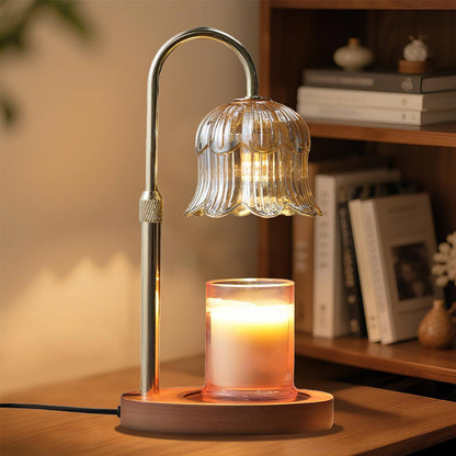 CRMILL Candle Warmer Lamp with Timer: Adjustable Dimmable Height Adjustable Warming - Flower Shape Wax Lamp Jar Candles No Flame Modern Home Decor Table Lights - Home Living Bedroom