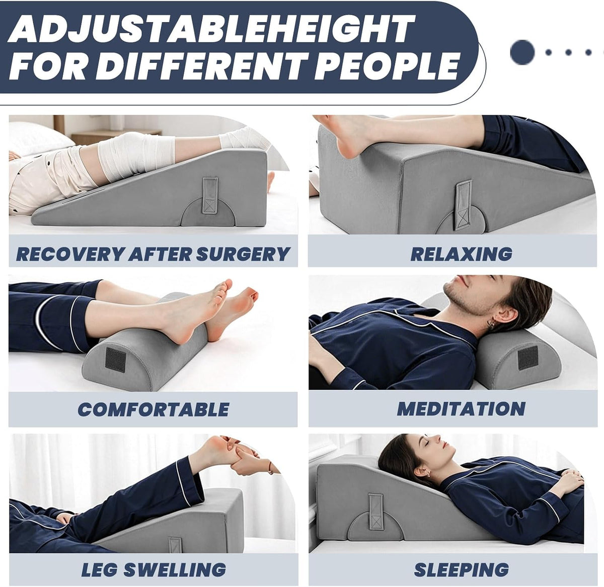 2 Adjustable Arc-Designed Leg Elevation Pillow for After Surgery – Knee Replacement Recovery Aid, Bone Foam Knee Surgery Pillow for Hip & Ankle Pain Relief