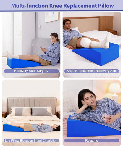 Knee Surgery Pillow Straight Leg Pillow Elevation Blood Circulation | Cooling Cover Foam Wedge for Elevating Leg Machine Washable Removable| Knee Wedge Pillow Post Surgery