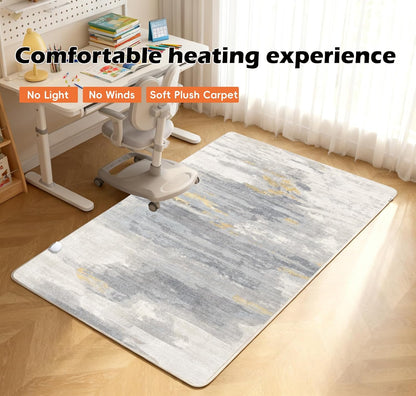 Electric Heated Carpet 35x55in Soft Plush Heating Rug 450W CX | Instant Warmth in 30s, 60 Heat Levels 12h Timer, Energy Efficient Safety Protection Ideal for Home Office Playroom 120V