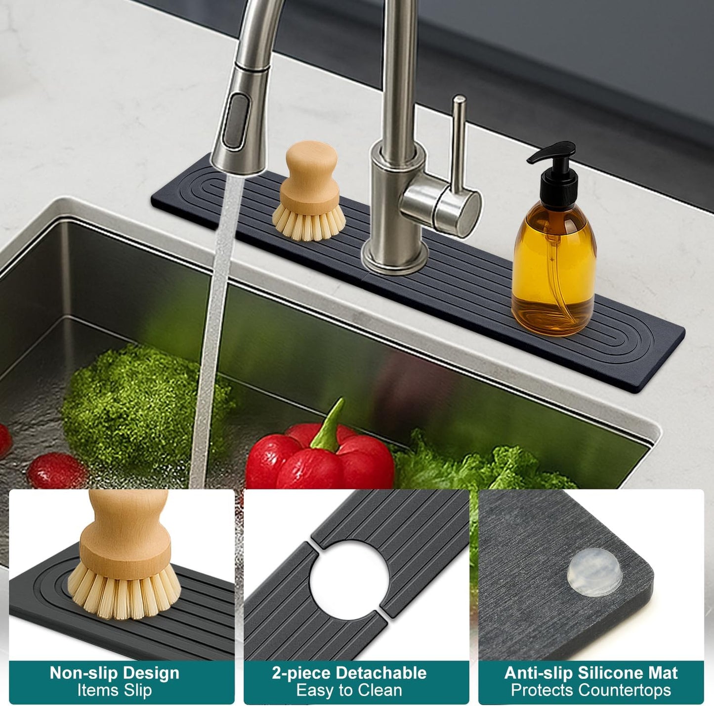 Fast Dry Stone Faucet Mat for Bathroom Sink Kitchen Counter Marble Trays | Small Diatomite Sink Splash Guard White Absorbent Tray Counter Quick Drying Stone Kitchen Diatomaceous Earth Around Faucet
