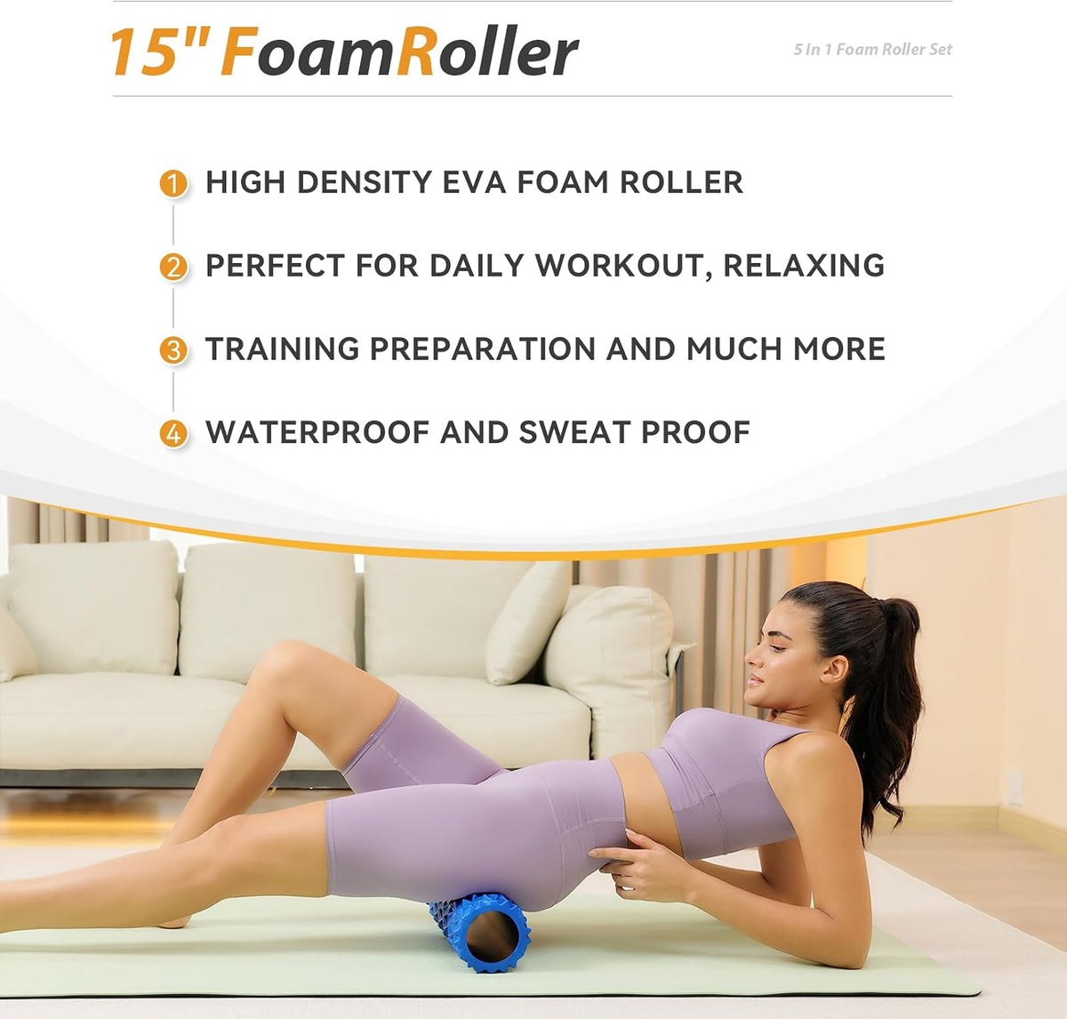 SUBCULTUREPICK 5 in1 Foam Roller Set, Trigger Point Foam Roller Deep Tissue