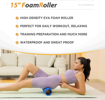 SUBCULTUREPICK 5 in1 Foam Roller Set, Trigger Point Foam Roller Deep Tissue
