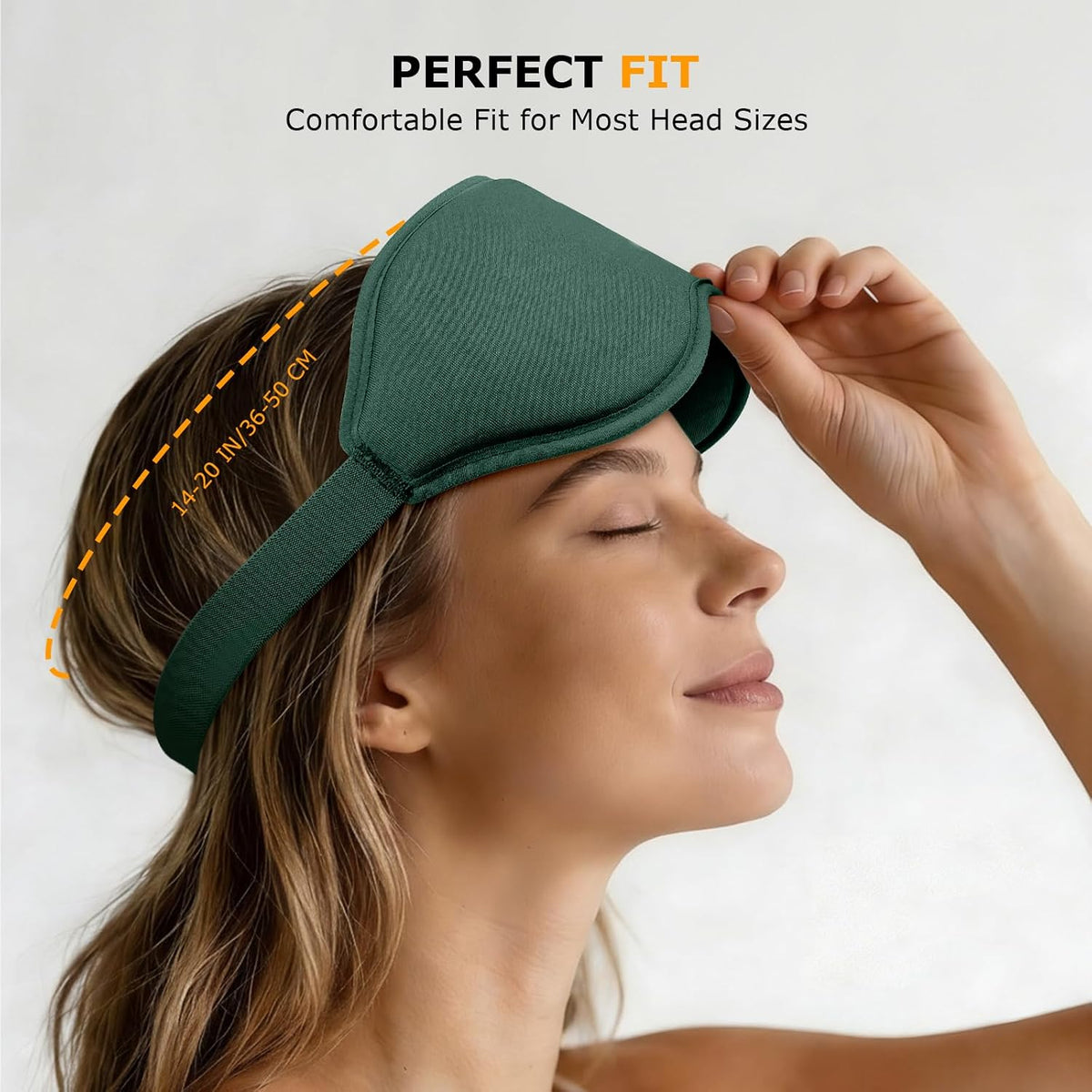 Sleep Mask for Side Sleepers, 3D Contoured Eye Mask with Thickened Padded Nose Bridge for Total Light Blockout, Relaxing Sleeping Mask with Adjustable Strap for Nap, Travel, Hotel, Yoga,Green
