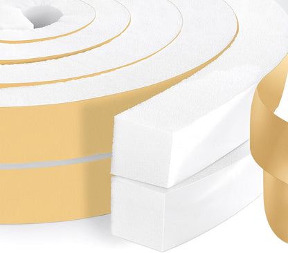 High Density Foam Tape Air Conditioner Window Seal, 1x1 Inch Thick Foam Stripe with Adhesive for Window AC Insulation, Weather Stripping for Doors and Windows Insulation, AC Foam Tape, White